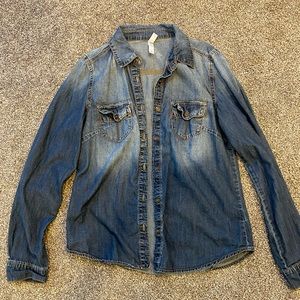 Jean button up top